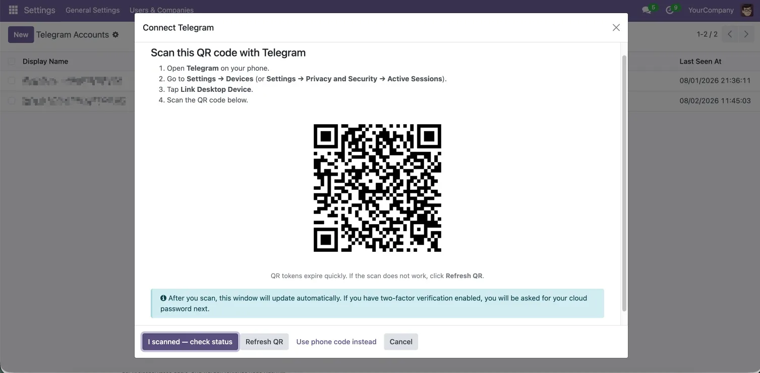 Sign in by QR code